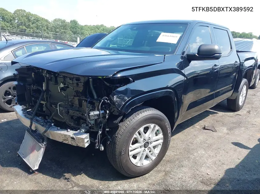2026 Toyota Tundra Sr Crewmax 5.5' Bed VIN: 5TFKB5DBXTX389592 Lot: 45661069