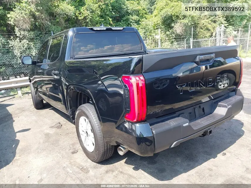 2026 Toyota Tundra Sr Crewmax 5.5' Bed VIN: 5TFKB5DBXTX389592 Lot: 45661069