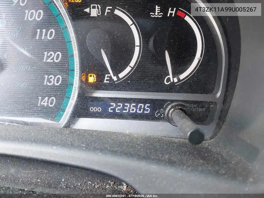 2009 Toyota Venza Base V6 VIN: 4T3ZK11A99U005267 Lot: 45633251