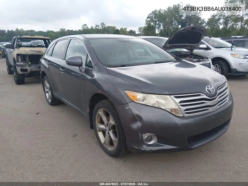 2010 Toyota Venza Base V6 VIN: 4T3BK3BB6AU038400 Lot: 45476023