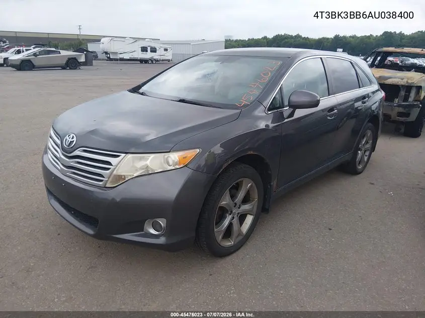2010 Toyota Venza Base V6 VIN: 4T3BK3BB6AU038400 Lot: 45476023