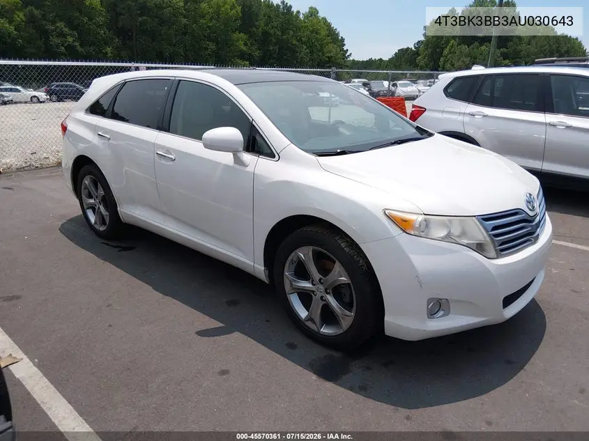 2010 Toyota Venza Base V6 VIN: 4T3BK3BB3AU030643 Lot: 45570361