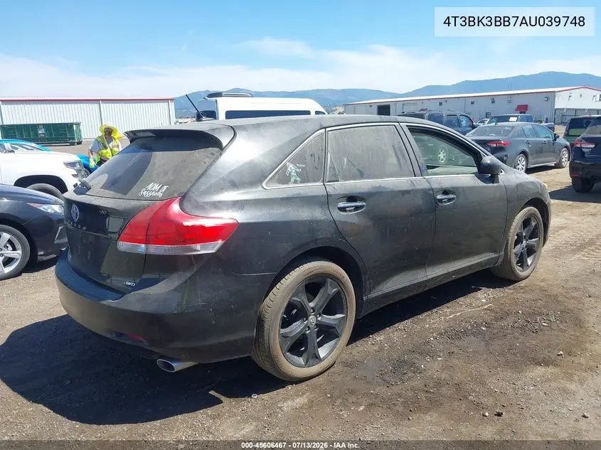 2010 Toyota Venza Base V6 VIN: 4T3BK3BB7AU039748 Lot: 45606467