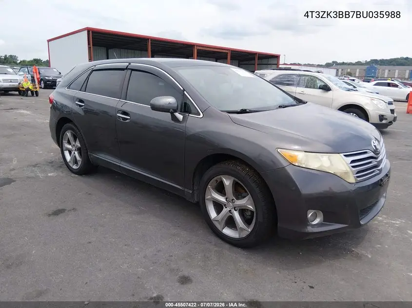 2011 Toyota Venza Base V6 VIN: 4T3ZK3BB7BU035988 Lot: 45507422