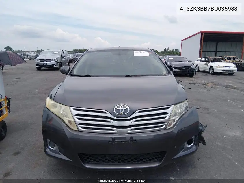 2011 Toyota Venza Base V6 VIN: 4T3ZK3BB7BU035988 Lot: 45507422