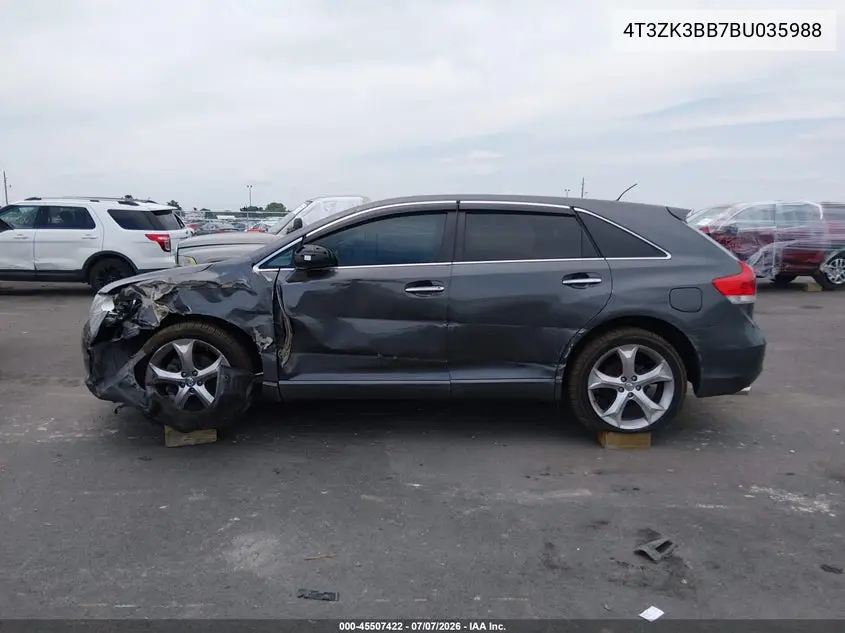 2011 Toyota Venza Base V6 VIN: 4T3ZK3BB7BU035988 Lot: 45507422
