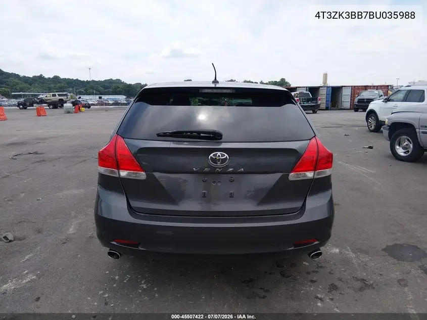 2011 Toyota Venza Base V6 VIN: 4T3ZK3BB7BU035988 Lot: 45507422