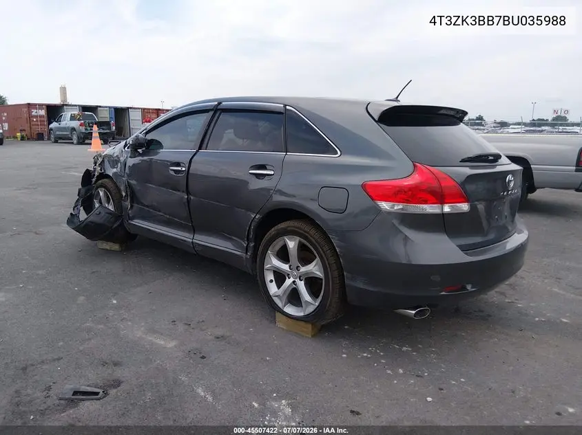 2011 Toyota Venza Base V6 VIN: 4T3ZK3BB7BU035988 Lot: 45507422