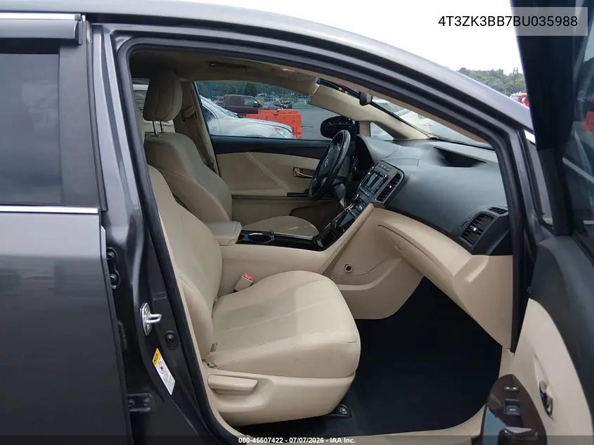 2011 Toyota Venza Base V6 VIN: 4T3ZK3BB7BU035988 Lot: 45507422