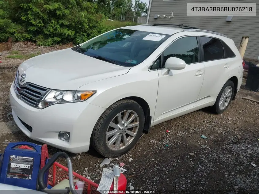 2011 Toyota Venza VIN: 4T3BA3BB6BU026218 Lot: 45593245
