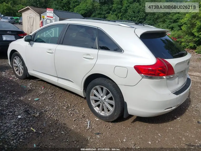2011 Toyota Venza VIN: 4T3BA3BB6BU026218 Lot: 45593245
