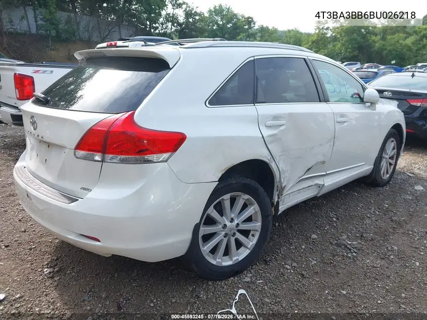 2011 Toyota Venza VIN: 4T3BA3BB6BU026218 Lot: 45593245