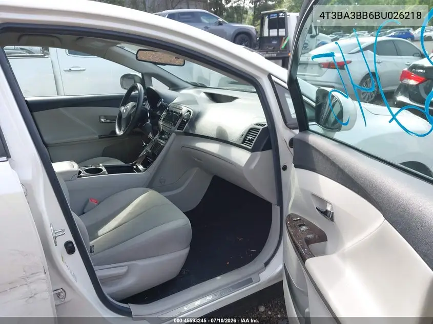 2011 Toyota Venza VIN: 4T3BA3BB6BU026218 Lot: 45593245