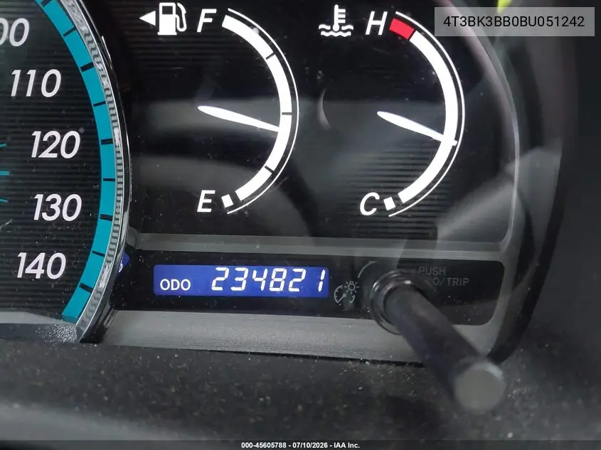 2011 Toyota Venza Base V6 VIN: 4T3BK3BB0BU051242 Lot: 45605788
