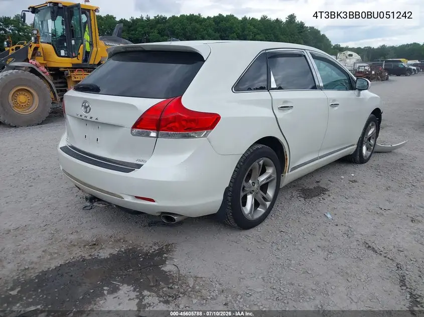 2011 Toyota Venza Base V6 VIN: 4T3BK3BB0BU051242 Lot: 45605788