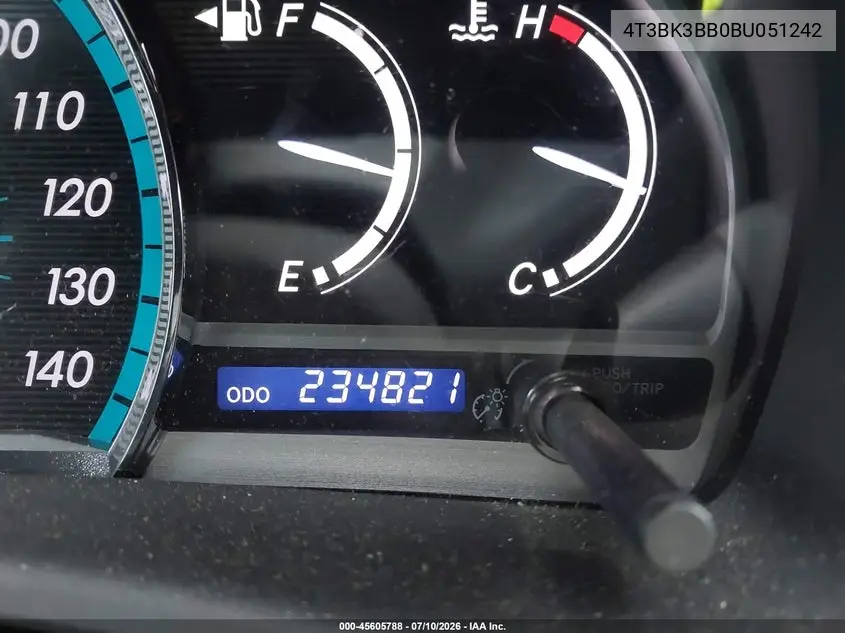 2011 Toyota Venza Base V6 VIN: 4T3BK3BB0BU051242 Lot: 45605788