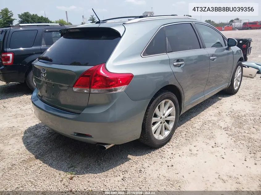 2011 Toyota Venza VIN: 4T3ZA3BB8BU039356 Lot: 45612000
