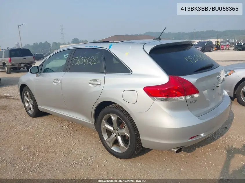 2011 Toyota Venza Base V6 VIN: 4T3BK3BB7BU058365 Lot: 45658083