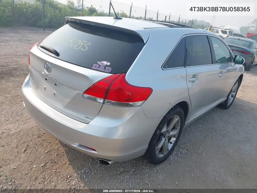 2011 Toyota Venza Base V6 VIN: 4T3BK3BB7BU058365 Lot: 45658083