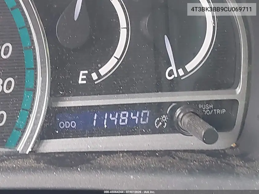 2012 Toyota Venza Limited V6 VIN: 4T3BK3BB9CU069711 Lot: 45564244