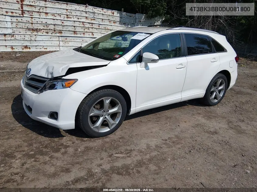 2013 Toyota Venza Le V6 VIN: 4T3BK3BB0DU081800 Lot: 45483258