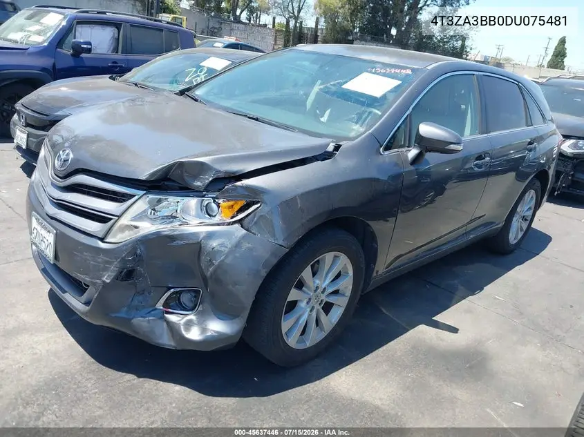 2013 Toyota Venza Le VIN: 4T3ZA3BB0DU075481 Lot: 45637446