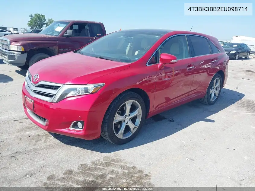 2014 Toyota Venza Limited V6 VIN: 4T3BK3BB2EU098714 Lot: 45651397