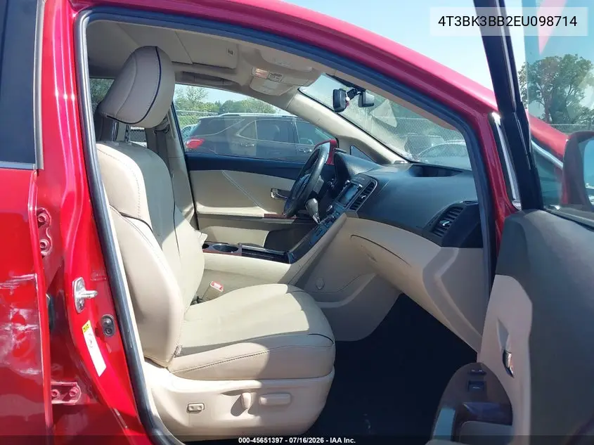 2014 Toyota Venza Limited V6 VIN: 4T3BK3BB2EU098714 Lot: 45651397