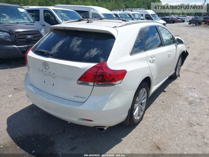 2015 Toyota Venza Le VIN: 4T3BA3BB2FU074935 Lot: 45433636