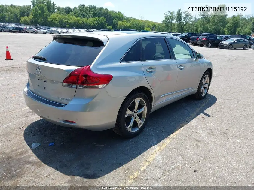 2015 Toyota Venza Limited V6 VIN: 4T3BK3BB6FU115192 Lot: 45521185