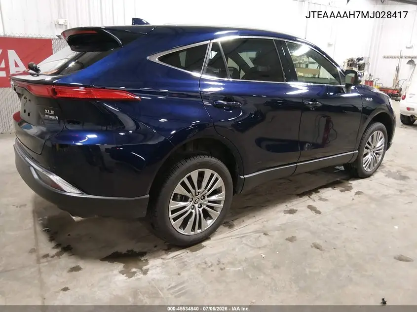 2021 Toyota Venza Xle VIN: JTEAAAAH7MJ028417 Lot: 45534840