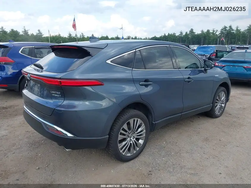 2021 Toyota Venza Limited VIN: JTEAAAAH2MJ026235 Lot: 45607430