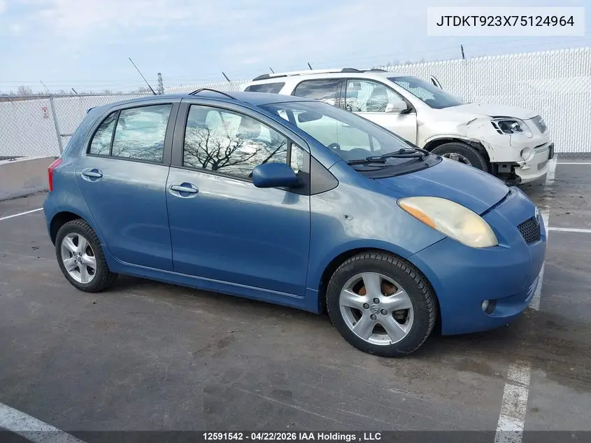 2007 Toyota Yaris Le/Rs VIN: JTDKT923X75124964 Lot: 12591542x