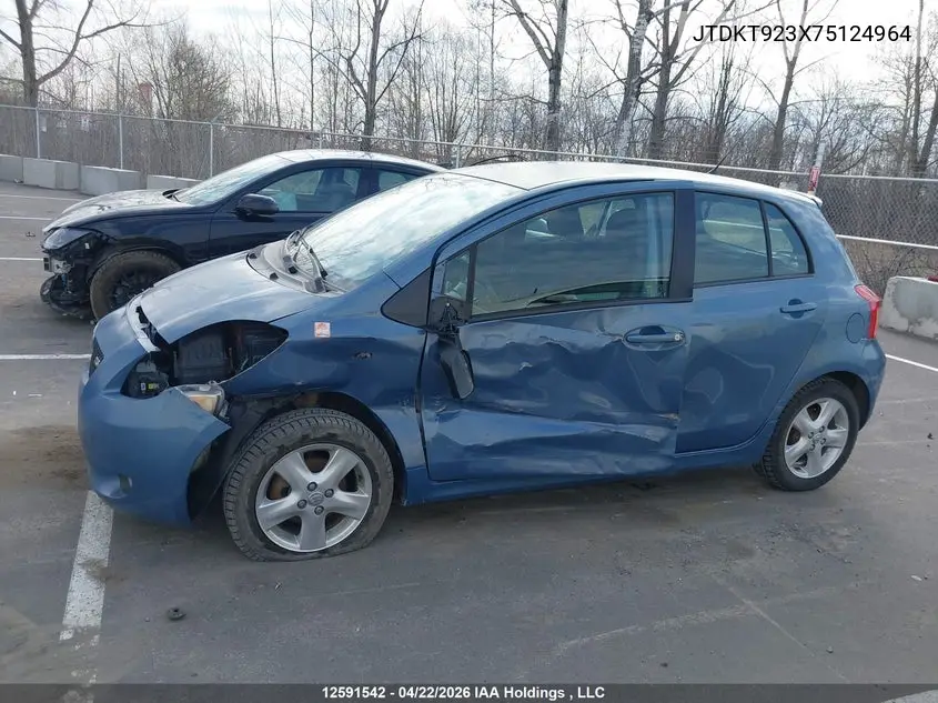 2007 Toyota Yaris Le/Rs VIN: JTDKT923X75124964 Lot: 12591542x