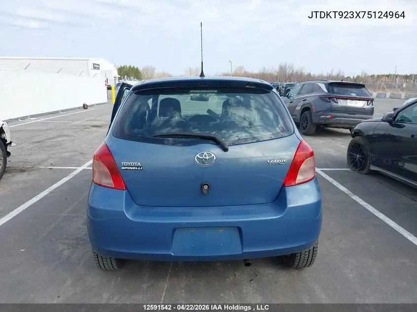 2007 Toyota Yaris Le/Rs VIN: JTDKT923X75124964 Lot: 12591542x