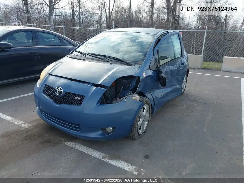 2007 Toyota Yaris Le/Rs VIN: JTDKT923X75124964 Lot: 12591542x