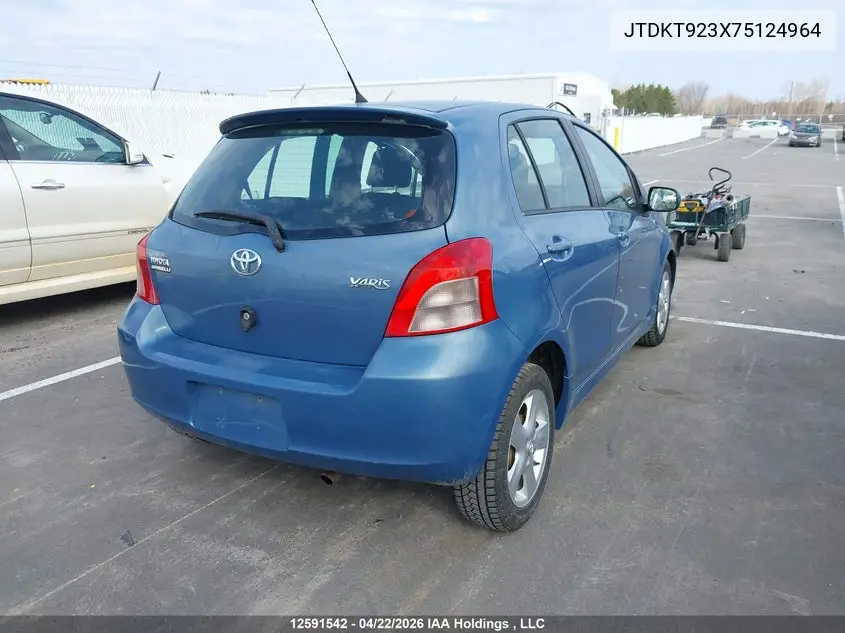 2007 Toyota Yaris Le/Rs VIN: JTDKT923X75124964 Lot: 12591542x