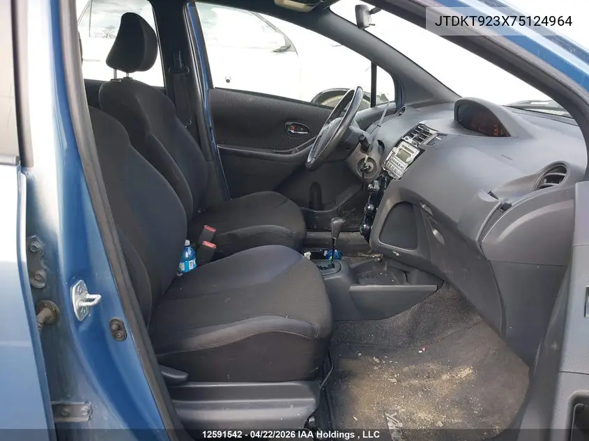 2007 Toyota Yaris Le/Rs VIN: JTDKT923X75124964 Lot: 12591542x