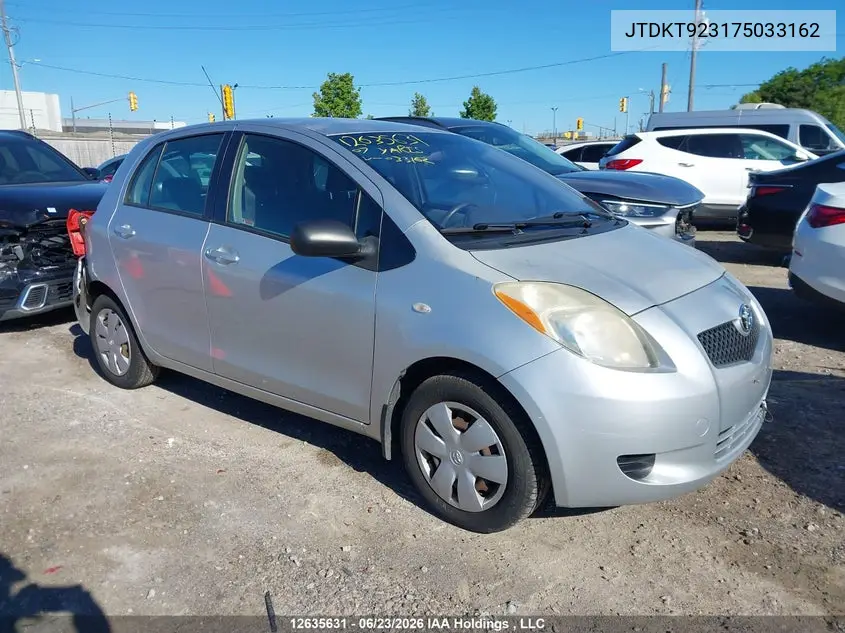 2007 Toyota Yaris Le/Rs VIN: JTDKT923175033162 Lot: 12635631