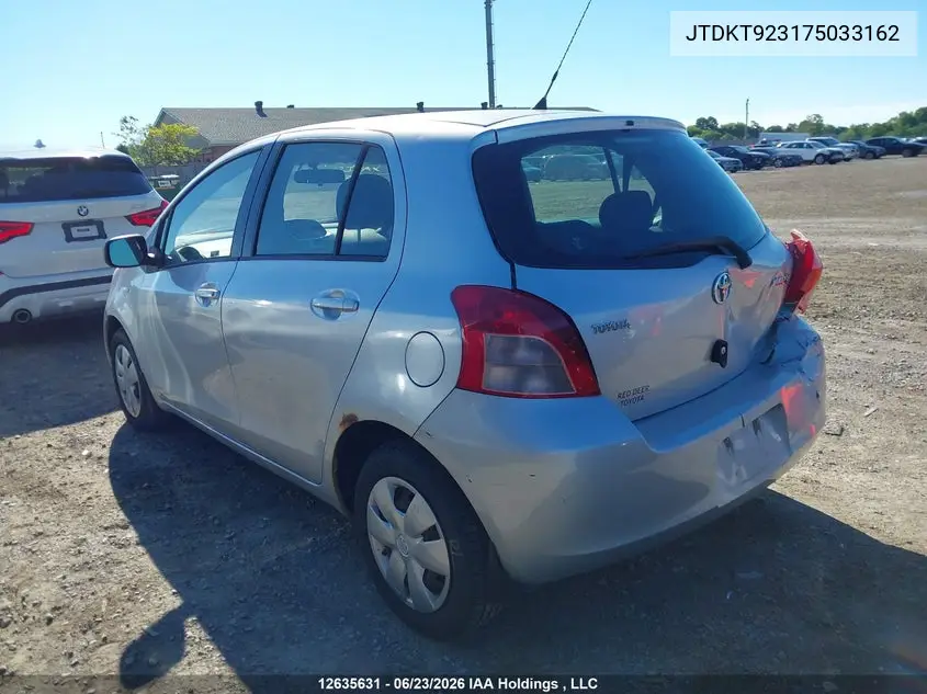 2007 Toyota Yaris Le/Rs VIN: JTDKT923175033162 Lot: 12635631