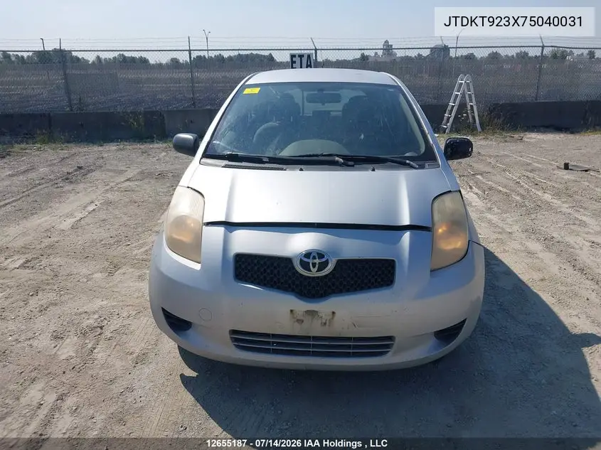 2007 Toyota Yaris Le/Rs VIN: JTDKT923X75040031 Lot: 12655187