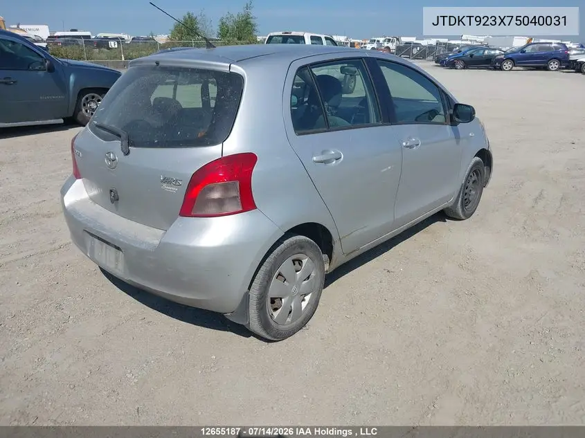 2007 Toyota Yaris Le/Rs VIN: JTDKT923X75040031 Lot: 12655187