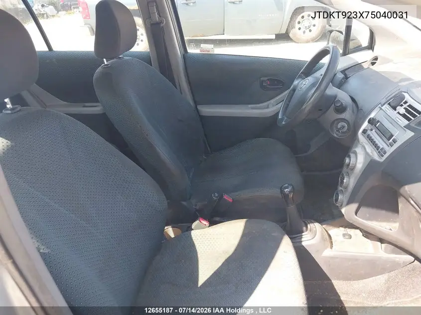 2007 Toyota Yaris Le/Rs VIN: JTDKT923X75040031 Lot: 12655187