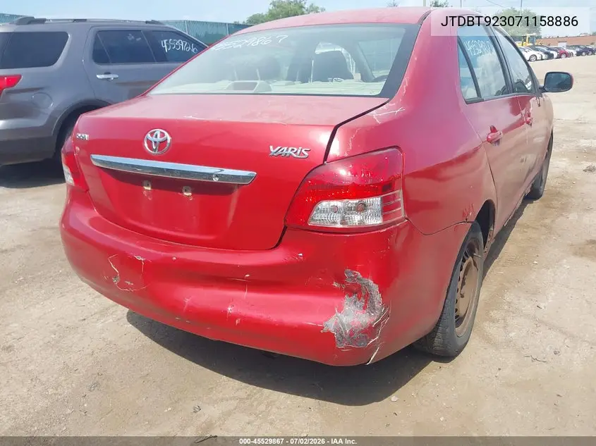 2007 Toyota Yaris VIN: JTDBT923071158886 Lot: 45529867