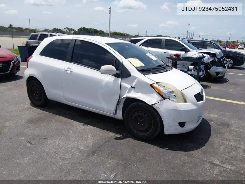 2007 Toyota Yaris VIN: JTDJT923475052431 Lot: 45624601