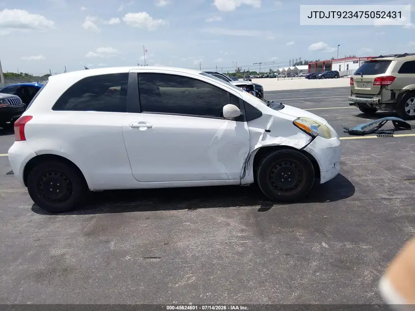 2007 Toyota Yaris VIN: JTDJT923475052431 Lot: 45624601