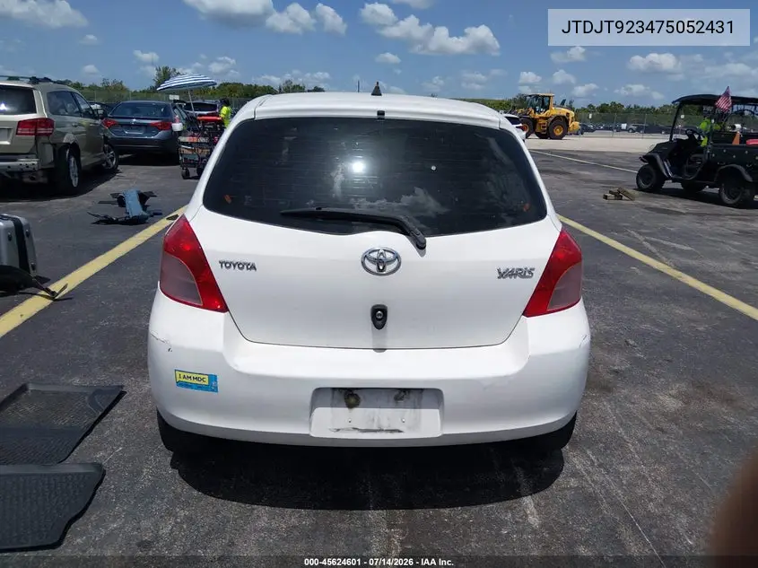 2007 Toyota Yaris VIN: JTDJT923475052431 Lot: 45624601