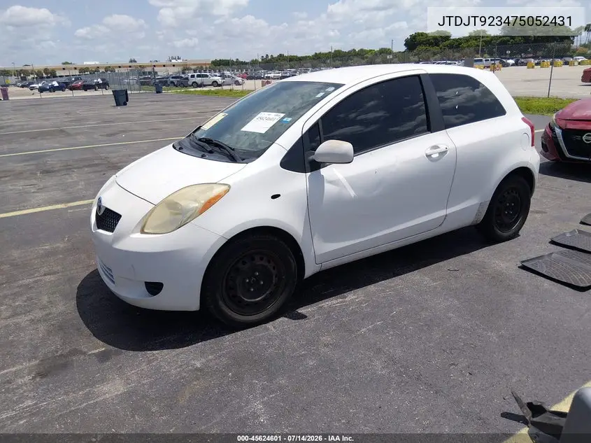 2007 Toyota Yaris VIN: JTDJT923475052431 Lot: 45624601