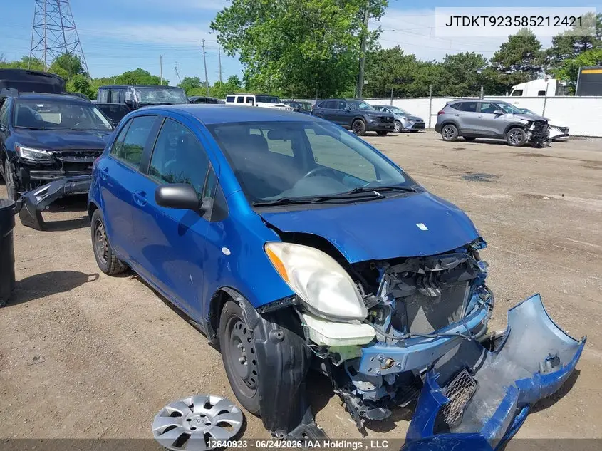 2008 Toyota Yaris VIN: JTDKT923585212421 Lot: 12640923