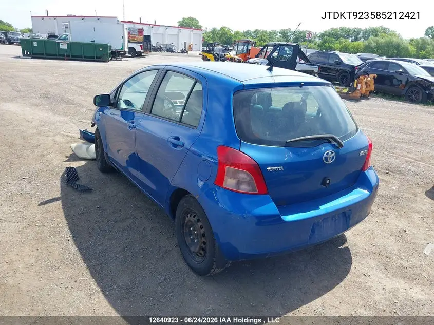2008 Toyota Yaris VIN: JTDKT923585212421 Lot: 12640923
